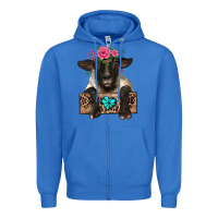 True Royal suffolk ewe peeking with floral headdress Zipper Hoodie - BarkalooDesign