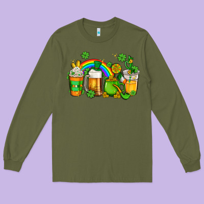 St Patricks Coffee Long Sleeve Tee Designed By Adodesignshop