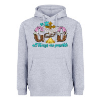 Heather Grey with god all things are possible Heavyweight Hoodie - NancyCooperArtShop