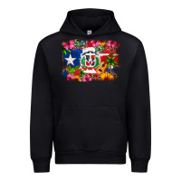 Black Dominican Republic and Puerto Rico Flag Urban Hoodie - texasbilliewilder