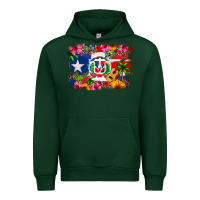 Forest Green Dominican Republic and Puerto Rico Flag Urban Hoodie - texasbilliewilder