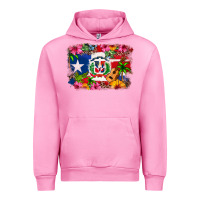 Fuchsia Pink Dominican Republic and Puerto Rico Flag Urban Hoodie - texasbilliewilder