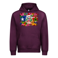 Mauve Wine Dominican Republic and Puerto Rico Flag Urban Hoodie - texasbilliewilder