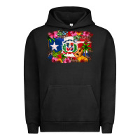 Pigment Black Dominican Republic and Puerto Rico Flag Urban Hoodie - texasbilliewilder