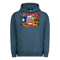 Pigment Midnight Navy Dominican Republic and Puerto Rico Flag Urban Hoodie - texasbilliewilder