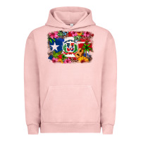 Pigment Salmon Dominican Republic and Puerto Rico Flag Urban Hoodie - texasbilliewilder
