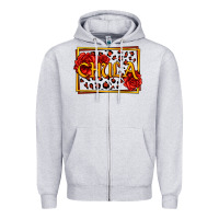 Heather Grey Spanish chula with roses Zipper Hoodie - Jasminsmagicworld