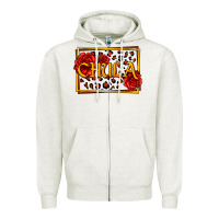 Oatmeal Heather Spanish chula with roses Zipper Hoodie - Jasminsmagicworld
