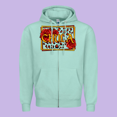 Spanish Chula With Roses Zipper Hoodie Designed By Jasminsmagicworld