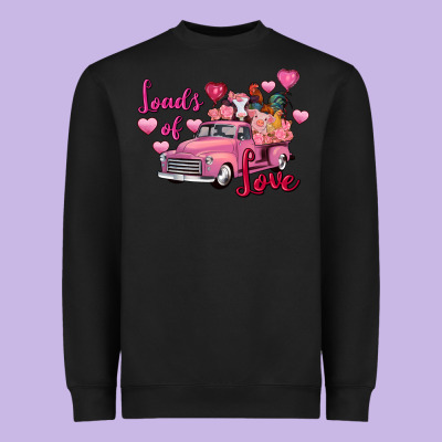Loads Of Love Valentine's Day Farm Truck Heavyweight Sweatshirt Designed By Fadigitalartstudio