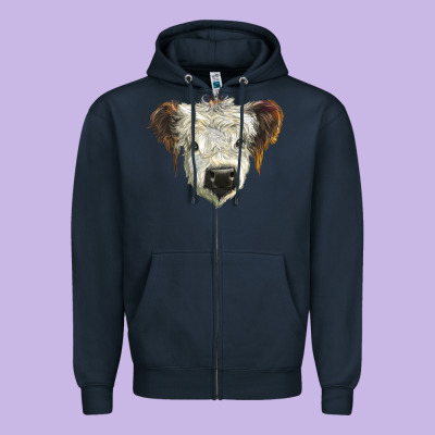 White Calf Scottish Zipper Hoodie Designed By Barkaloodesign