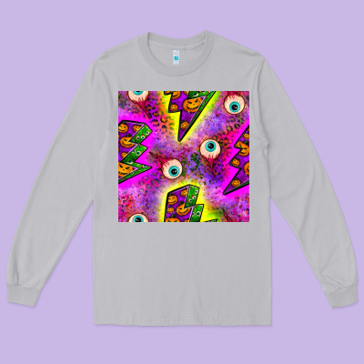 Halloween Thunders Seamless Pattern Long Sleeve Tee Designed By Bundleandbundleshop
