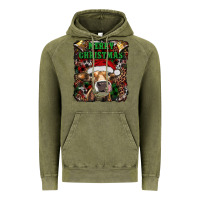 Vintage Olive merry christmas heifer with cowbells Vintage Hoodie - RanaPortraitStore