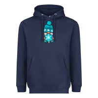 Navy winter gnome with snowflake Heavyweight Hoodie - NancyCooperArtShop