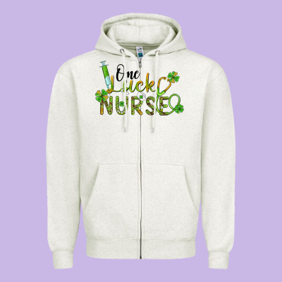 One Lucky Nurse Zipper Hoodie Designed By Barkaloodesign