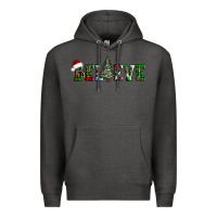 Charcoal Heather believe Christmas tree Premium Hoodie - AdoDesignShop
