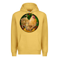 Antique Gold cochin rooster christmas Premium Hoodie - LillyAllenDesigns