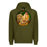 Army Green cochin rooster christmas Premium Hoodie - LillyAllenDesigns