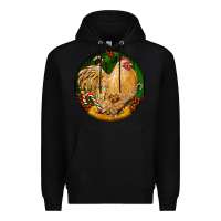 Black cochin rooster christmas Premium Hoodie - LillyAllenDesigns