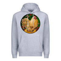 Heather Grey cochin rooster christmas Premium Hoodie - LillyAllenDesigns