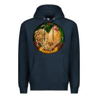 Navy cochin rooster christmas Premium Hoodie - LillyAllenDesigns