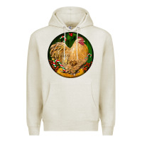 Oatmeal Heather cochin rooster christmas Premium Hoodie - LillyAllenDesigns