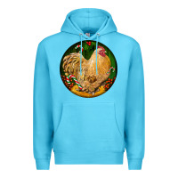 Ocean Blue cochin rooster christmas Premium Hoodie - LillyAllenDesigns