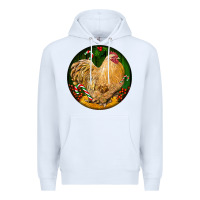 White cochin rooster christmas Premium Hoodie - LillyAllenDesigns