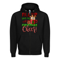 Black fill up your cup with christmas cheer Zipper Hoodie - Jasminsmagicworld