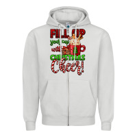 Dove Grey fill up your cup with christmas cheer Zipper Hoodie - Jasminsmagicworld