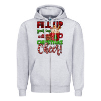 Heather Grey fill up your cup with christmas cheer Zipper Hoodie - Jasminsmagicworld
