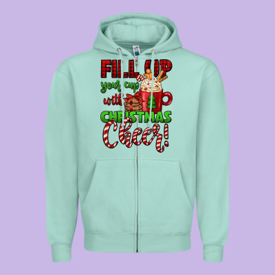 Fill Up Your Cup With Christmas Cheer Zipper Hoodie Designed By Jasminsmagicworld
