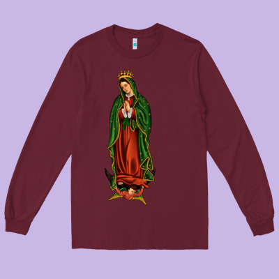 Our Lady Of Guadalupe Long Sleeve Tee Designed By Jahusdesignshop
