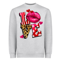 Heather Grey love lips Heavyweight Sweatshirt - FaDigitalArtStudio