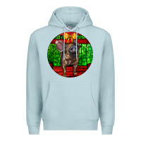 Blue Mist christmas pig Premium Hoodie - LillyAllenDesigns