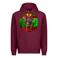Burgundy christmas pig Premium Hoodie - LillyAllenDesigns