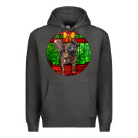Charcoal Heather christmas pig Premium Hoodie - LillyAllenDesigns