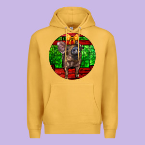 Christmas Pig Premium Hoodie Designed By Lillyallendesigns