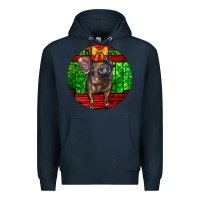 Navy christmas pig Premium Hoodie - LillyAllenDesigns