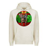 Oatmeal Heather christmas pig Premium Hoodie - LillyAllenDesigns