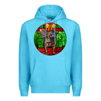 Ocean Blue christmas pig Premium Hoodie - LillyAllenDesigns