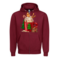 Burgundy Christmas coffee Zipper Hoodie - Jasminsmagicworld