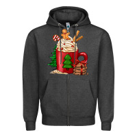 Charcoal Heather Christmas coffee Zipper Hoodie - Jasminsmagicworld