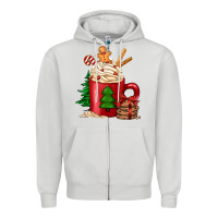 Dove Grey Christmas coffee Zipper Hoodie - Jasminsmagicworld