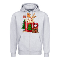 Heather Grey Christmas coffee Zipper Hoodie - Jasminsmagicworld