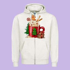 Christmas Coffee Zipper Hoodie Designed By Jasminsmagicworld
