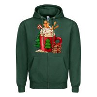 Sports Green Christmas coffee Zipper Hoodie - Jasminsmagicworld