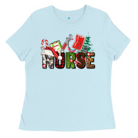 Baby Blue Christmas nurse Ladies Tee - AdoDesignShop
