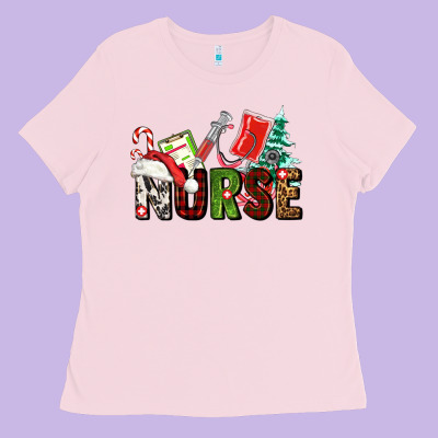Christmas Nurse Ladies Tee Designed By Adodesignshop