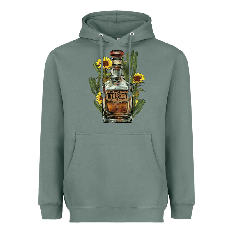Western Whiskey Bottle Heavyweight Hoodie by NancyCooperArtShop | Teevron